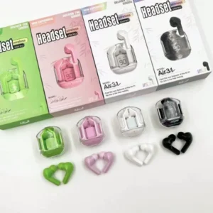 AIR 31 TWS ORIGINAL WITH BIG PACKING TRANSPARENT EARBUDS BLUETOOTH 5.3V BLACK