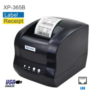 X PRINTER XP-365B 3 INCH THERMAL RECEIPT AND LABEL PRINTER WITH USB+LAN INTERFAC,127MM/S PRINTING SPEED BLACK