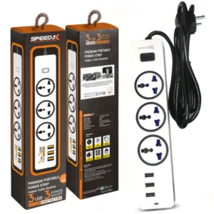303pu Speed-X Premium Portable Power Strip 3socket+3usb Port Cable Length 2m