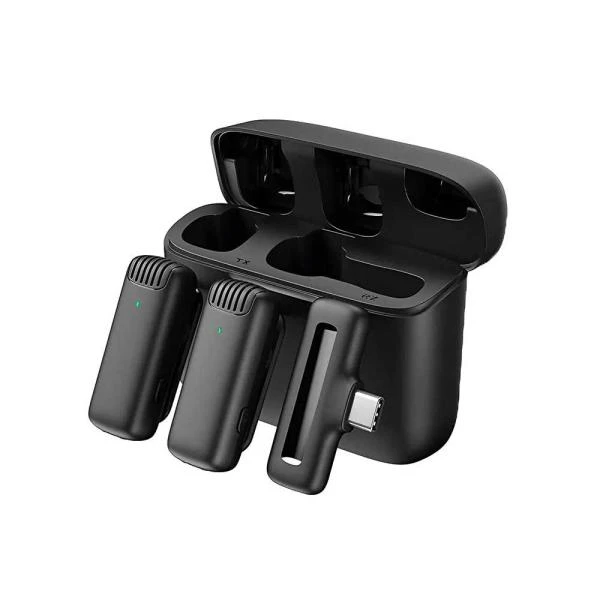 J13 Type C Dual Wireless Lavalier Microphone with Charging Case Video Recording Mic - Image 2