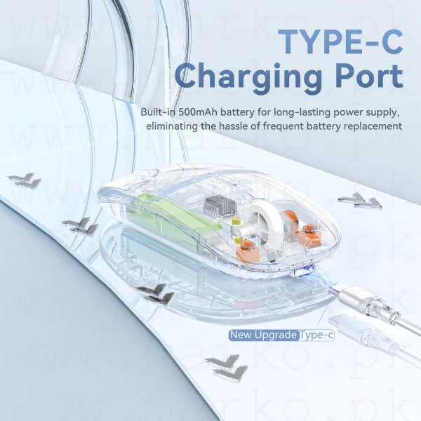 Marko Pakistan ™ New Transparent Wireless+Bluetooth Dual-Mode Rechargeable Mouse – Marko (1)