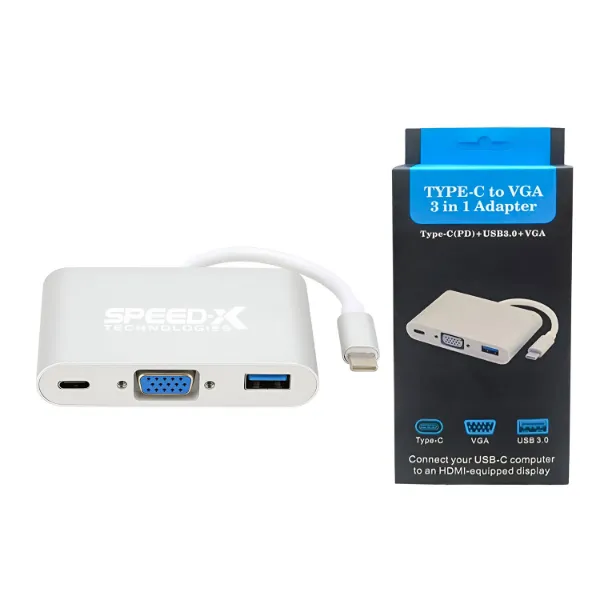 Type C 3.1 To VGA+OTG C+USB 3.0