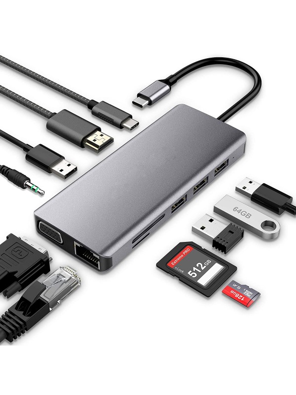 SPEED-X 11 IN 1 MULTI-PORT TYPE C 4K HDMI USB 3.0 CONVERTER - Image 2