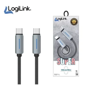 LOGILINK TYPE C TO TYPE C NYLON FAST CHARGING DATA CABLE WITH LIGHT 1M (1 YEAR WARRANTY)