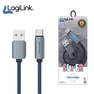 LOGILINK USB TO TYPE C NYLON FAST CHARGING DATA CABLE WITH LIGH 1M (1 YEAR WARRANTY)