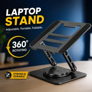 360 Degree Adjustable Foldable Laptop Stand | Rotating & Portable Carbon Steel Stand For 15 Inch Laptop