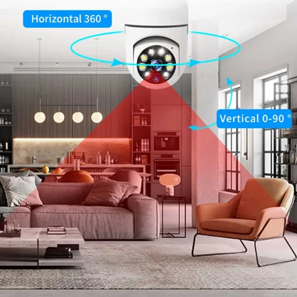 Speed-x Sp-e27 Bulb Camera 1080p Wifi 360 Degree Panoramic Night Vision Two-way Audio Motion Detection With V380pro App - Image 2