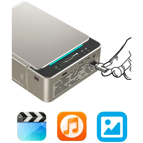 T6 Android 10.0 V WIFI Smart Optional Support 1080p HD LED Portable Projector Silver - Image 5